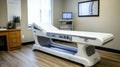 Traction table standing in empty chiropractic or physiotherapy office Royalty Free Stock Photo