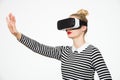 Tractive woman wearing virtual reality glasses. VR headset. Virtual reality concept on white Royalty Free Stock Photo