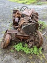 A tractor abandoned a long time ago and completely covered in rust Royalty Free Stock Photo