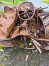 A tractor abandoned a long time ago and completely covered in rust Royalty Free Stock Photo