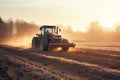 Tractor on an agricultural field. Sowing, harvesting. Royalty Free Stock Photo