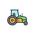 Tractor, agrimotor, heavy agricultural machinery flat color line icon. Royalty Free Stock Photo