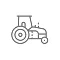 Tractor, agrimotor, heavy agricultural machinery line icon. Royalty Free Stock Photo