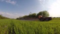 Tractor applying herbicide