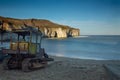 Tractor on the Beach at North Landing, Flamborough Royalty Free Stock Photo