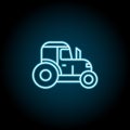 Tractor blue neon icon. Simple thin line, outline vector of autumn icons for ui and ux, website or mobile application