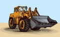 Tractor with bucket. Vector drawing