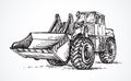 Tractor with bucket. Vector drawing Royalty Free Stock Photo