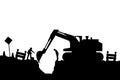 Tractor and builders silhouette