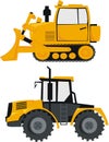 Tractor and a bulldozer