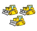 Tractor, bulldozer and dozer cartoon character, logo design. Transport, transportation, construction, earthwork and excavation, ve Royalty Free Stock Photo