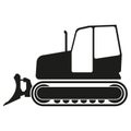 Tractor or bulldozer icon isolated on white background. Tractor grader silhouette. Vector illustration.