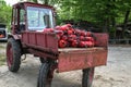 The tractor carries a lot of fire extinguishers