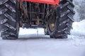 tractor cleans road from snow in the winter Royalty Free Stock Photo