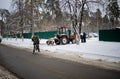 Tractor Cleans The Snow On The City In Ukraine