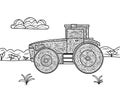 Tractor coloring book for adults vector