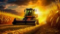 Tractor Combine Harvester, Harvest, Corn, Cornfield