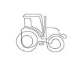 Tractor continuous line drawing. One line art of agricultural machinery. Royalty Free Stock Photo