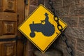 Tractor Crossing Warning road sign decor Royalty Free Stock Photo