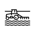 tractor cultivating field line icon vector illustration