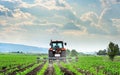 Tractor cultivating field. Royalty Free Stock Photo