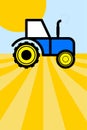 Tractor cultivating the land. Agriculture Colorful poster with copy space