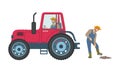 Tractor Cultivation of Land Vector illustration