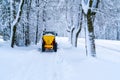 Tractor de-icing street spreading salt