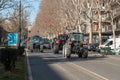 farmers\' demonstrations with tractors and road blocks in Italy and Europe, against UE policies in the agricultural sector
