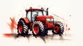 Minimalistic Cartoon Tractor Sketch In Genndy Tartakovsky Style