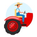 Tractor driver flat concept icon