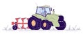 Tractor driver flat vector character. Tillage, cultivation agricultural machinery cartoon design element with outline Royalty Free Stock Photo