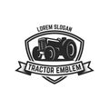 Tractor emblem. Farmers market. Design element for logo, label, sign