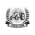 Tractor emblem. Farmers market. Design element for logo, label, sign