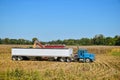 Tractor emptying its load of harvested corn Royalty Free Stock Photo