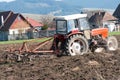 Tractor equipped with harrow working