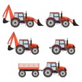 Tractor, excavator, bulldozer set.