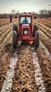 tractor on farm field Royalty Free Stock Photo