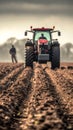 tractor on farm field Royalty Free Stock Photo