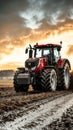 tractor on farm field Royalty Free Stock Photo