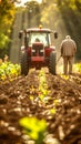 tractor on farm field Royalty Free Stock Photo