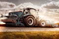 tractor for farmers on road in sunshine Royalty Free Stock Photo