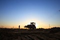 The tractor in farmland farming Royalty Free Stock Photo