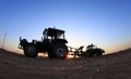 The tractor in farmland farming