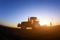 The tractor in farmland farming