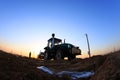 The tractor in farmland farming