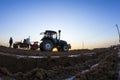 The tractor in farmland farming