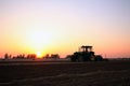 The tractor in farmland farming