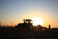 The tractor in farmland farming