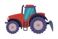 Tractor, Field Work Heavy Agricultural Machinery Cartoon Vector Illustration